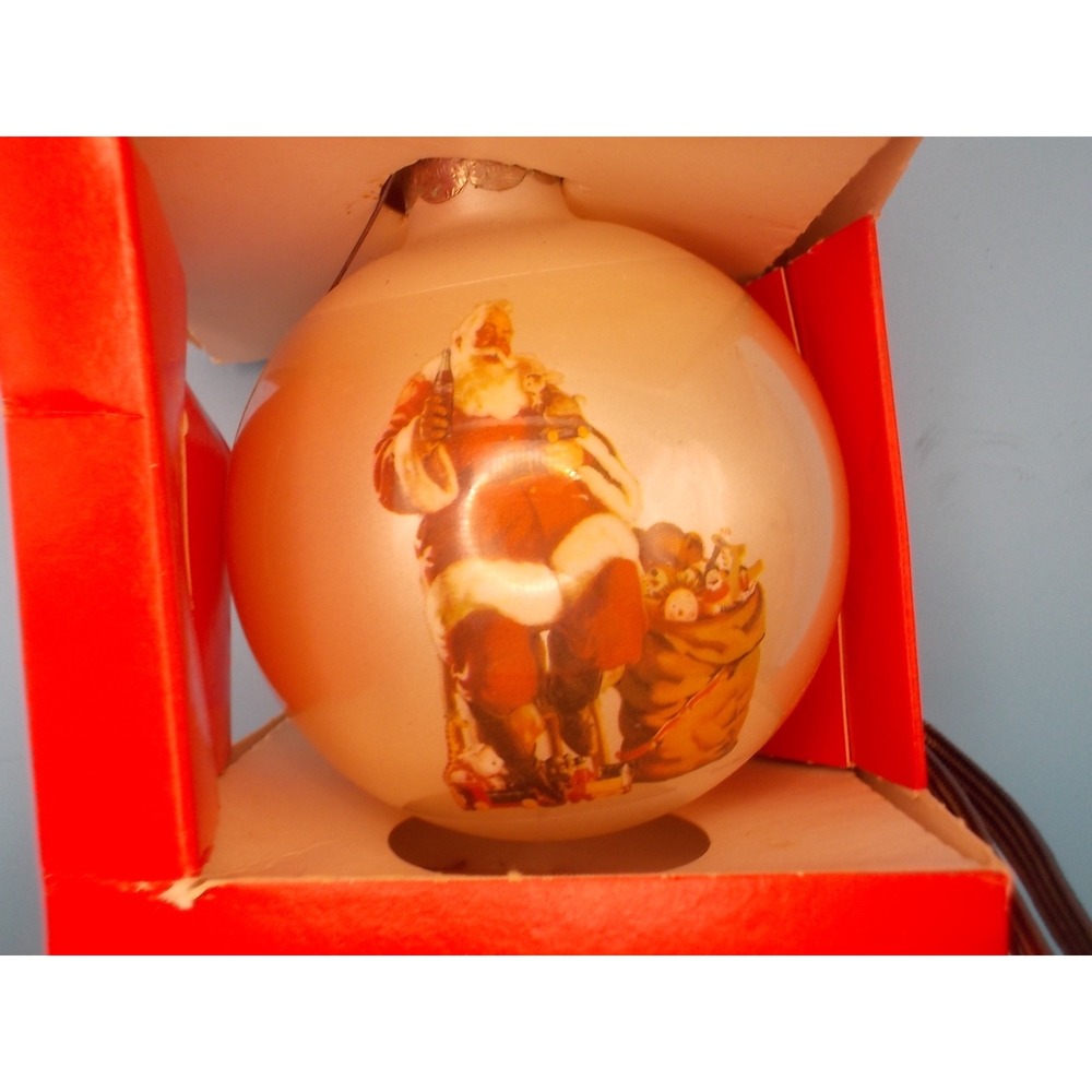 Vintage Coca-Cola Christmas Ornament Santa Claus Glass Ball Haddon Sundblom Box